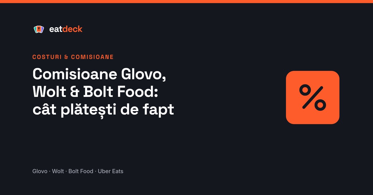 Comisioane Glovo, Wolt și Bolt Food în 2026: cât plătești de fapt