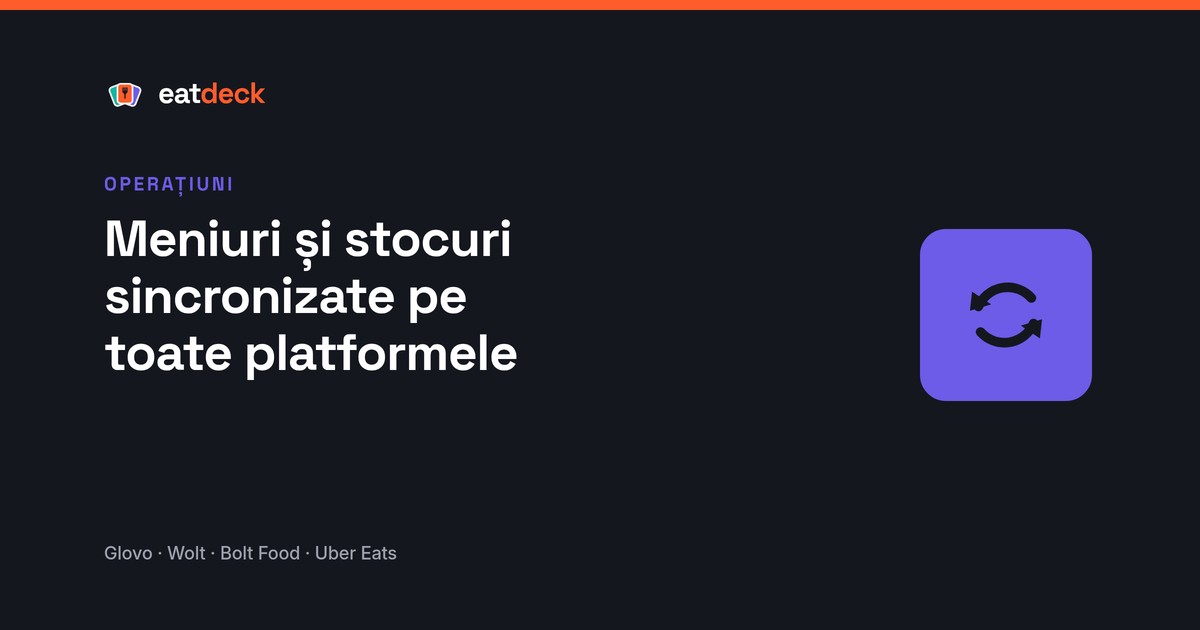 Meniuri și stocuri sincronizate pe toate platformele de livrare